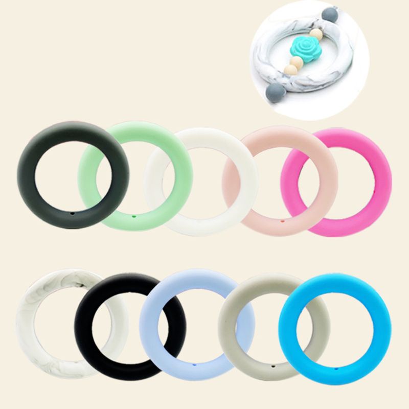 Set 5 Vòng Silicone 65mm Tự Làm Đồ Ngậm Mọc Răng Cho Bé
