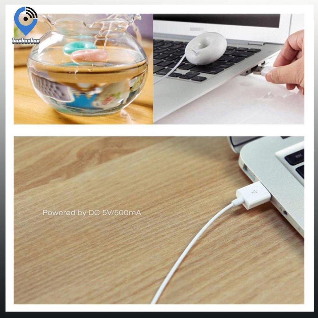 Máy phun sương lọc không khí mini kết nối cáp usb thiết kế hình bánh donut dễ mang theo cho văn phòng