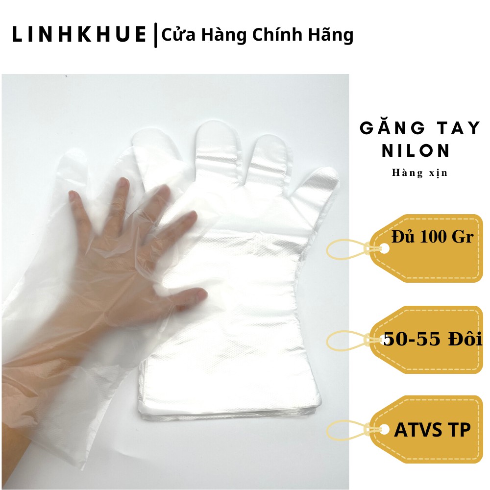 100 gr Găng tay - Cam kết an toàn vệ sinh thực phẩm - Sp02 - Găng tay nilon