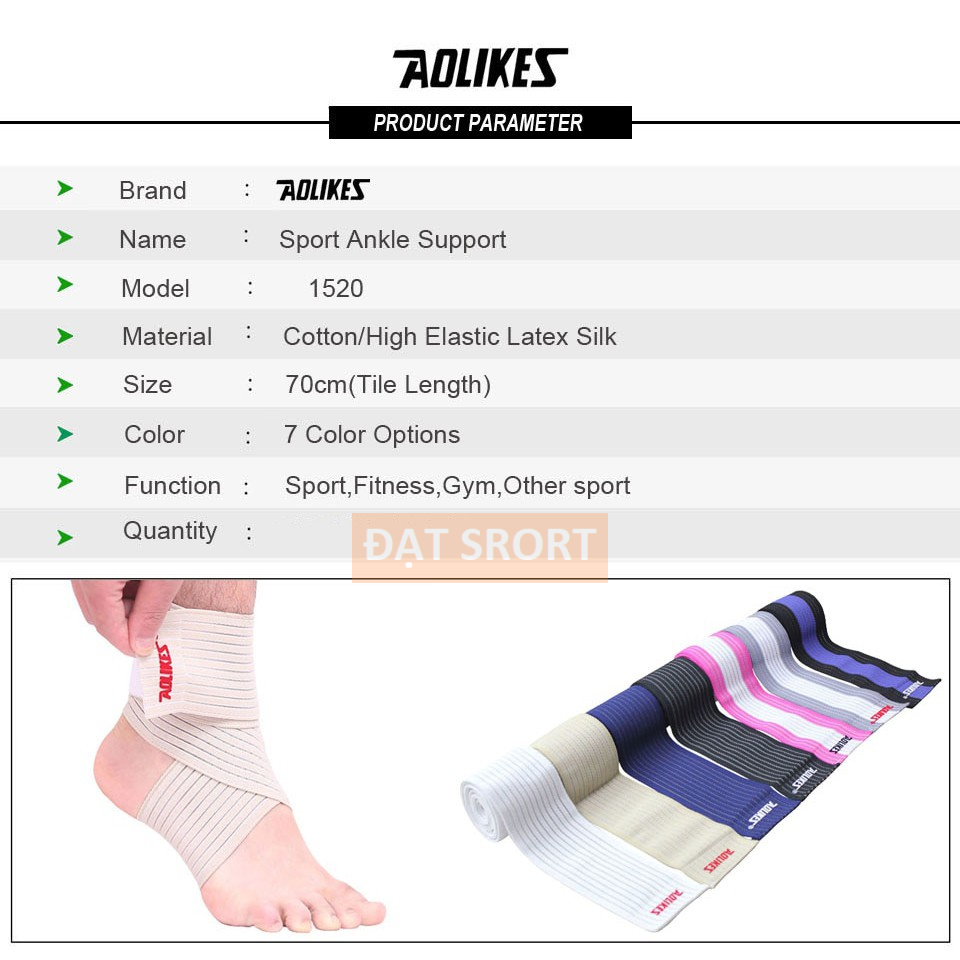 Dây Quấn Đa Năng Quấn Cổ Tay, Khuỷu Tay Mắt Cá Bản 70cm AOLIKES 1526 , Gym , Yoga , Thể Thao