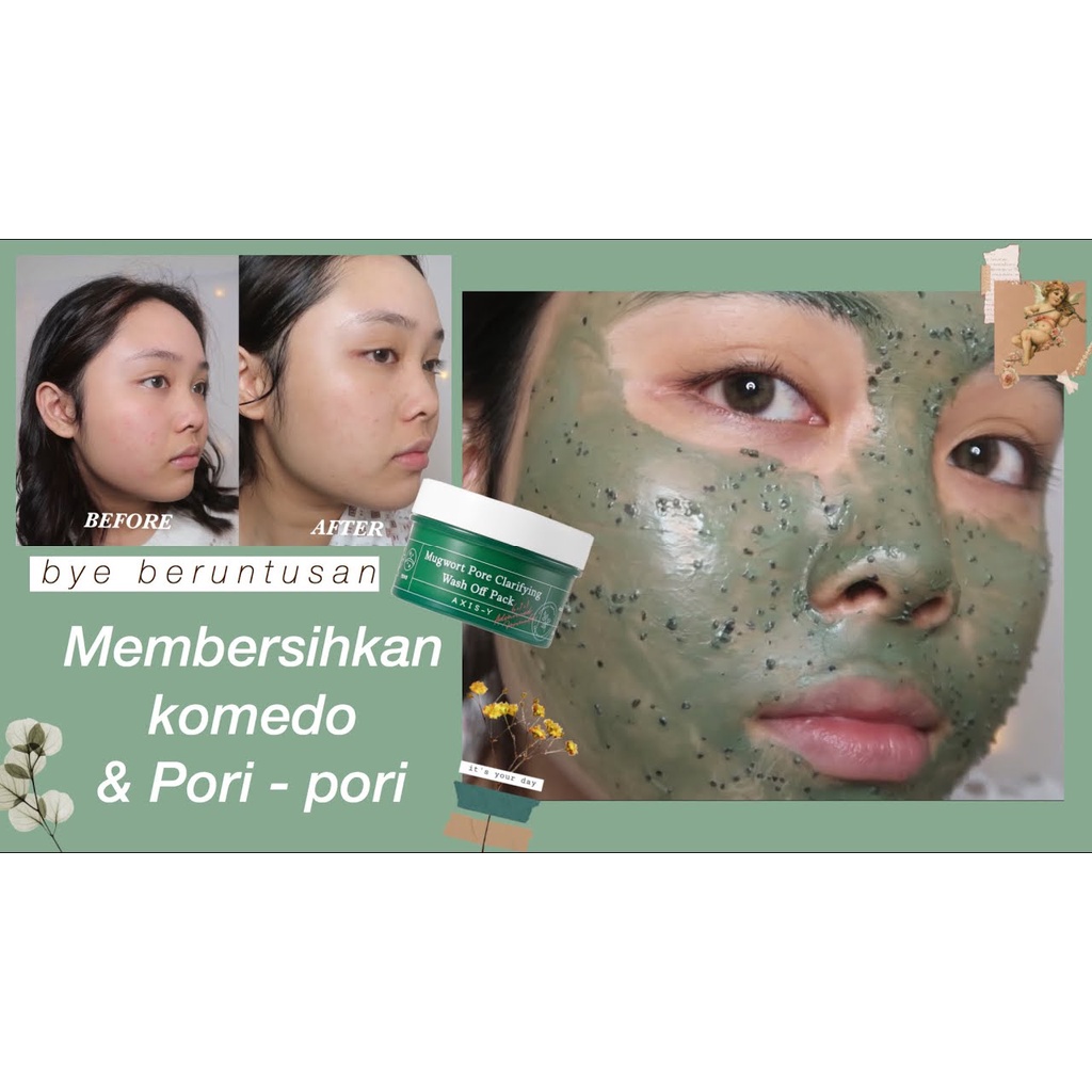 Mặt nạ đất sét ngải cứu giảm mụn, kiềm dầu AXIS-Y Mugwort Pore Clarifying Wash Off Mask Pack