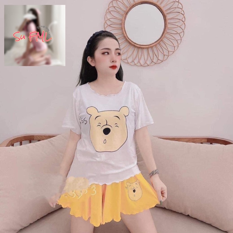 BỘ THUN SU HOẠT HÌNH ❤️FREESHIP❤️ BỘ THUN SU ĐI CHƠI - MẶC NHÀ - ĐỒ NGỦ - QUẦN GỈA VÁY NGẮN
