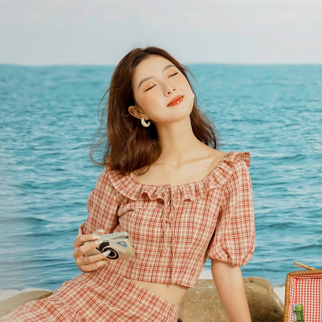 Áo Kiểu croptop ngắn tay cổ bèo Quinn [Méo Shop]