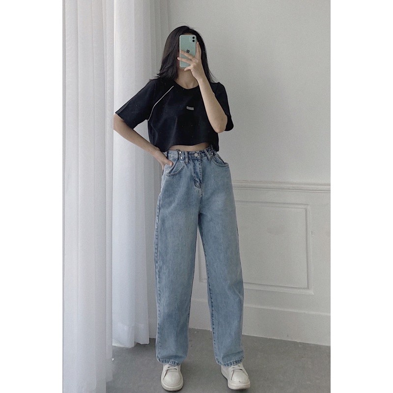 Áo croptop viền replei