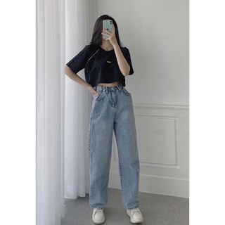 Áo croptop viền replei