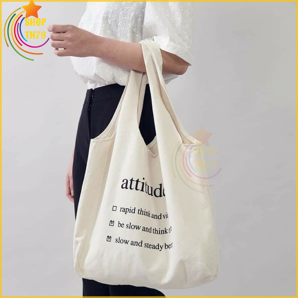 Túi đeo vai thời trang vải canvas mềm loại to đi hoc , đi chơi , đi làm đều rất đẹp - ATTITUDE'