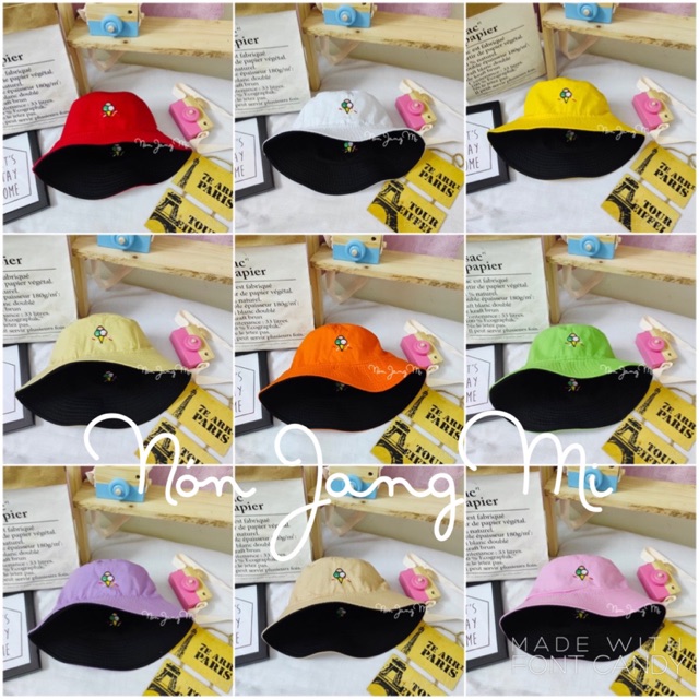 Nón Bucket 2 Mặt Que Kem