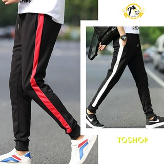 Quần Jogger Nam Nữ – Thể Thao Phối sọc (Màu Sọc đỏ, sọc trắng)