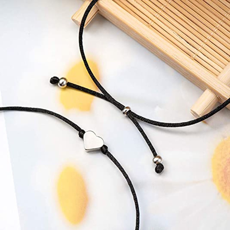 Set 2 / 3 Vòng Tay Dây Bện Mặt Hình Trái Tim Cho Cặp Đôi