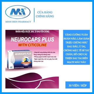 (✅Chính hãng)bổ não NEUROCAPS PLUS-Giải Pháp Cho Não, giảm đau đầu, hoa mắt chóng mặt, mất ngủ thường xuyên( hộp 30 viên