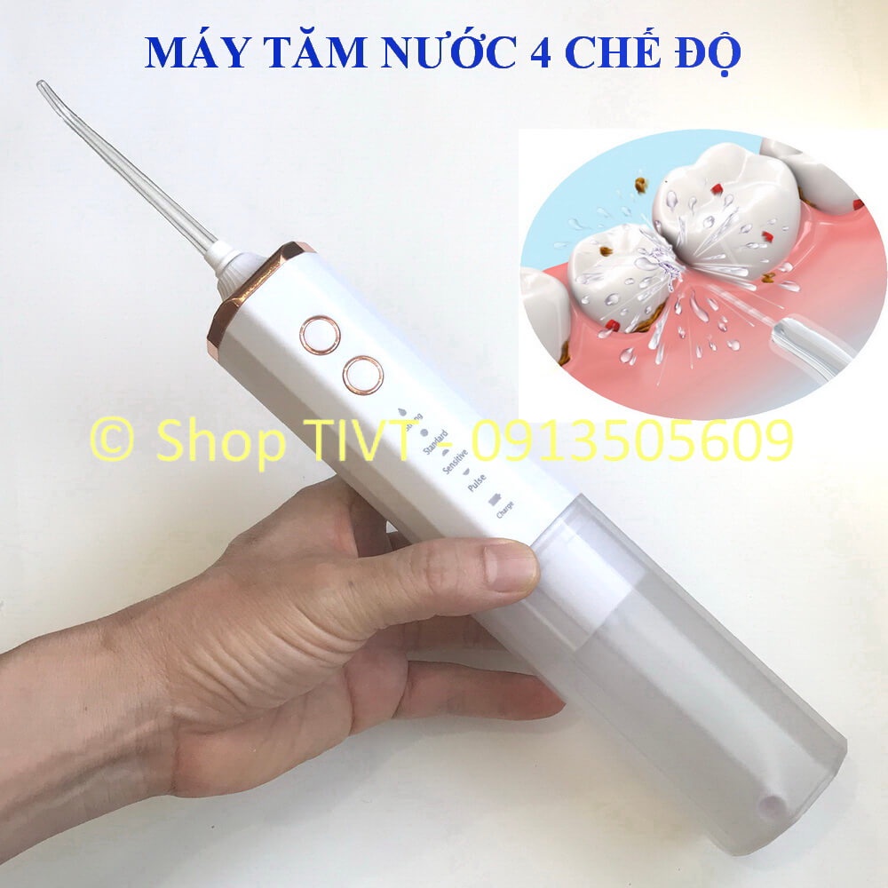 Máy tăm nước 4 chế độ chăm sóc răng, pin sạc tiện dụng, dễ dùng, làm sạch khe răng, ngăn ngừa hình thành cao răng-TIVT