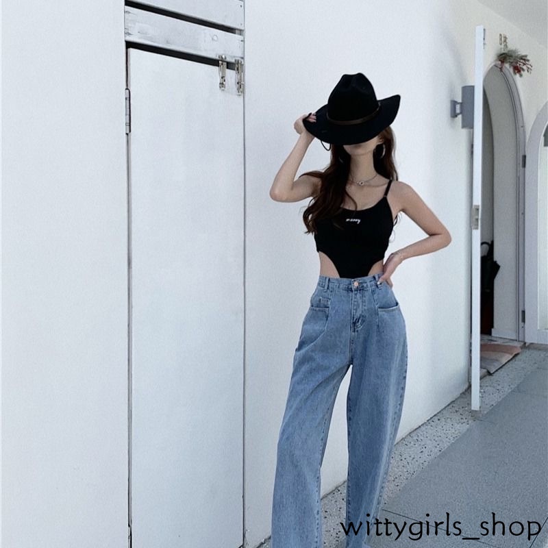 Wittygirls_shop | Bộ Áo Liền Quần Cổ Thuyền Không Tay In Chữ Màu Đen Gợi Cảm Cho Nữ