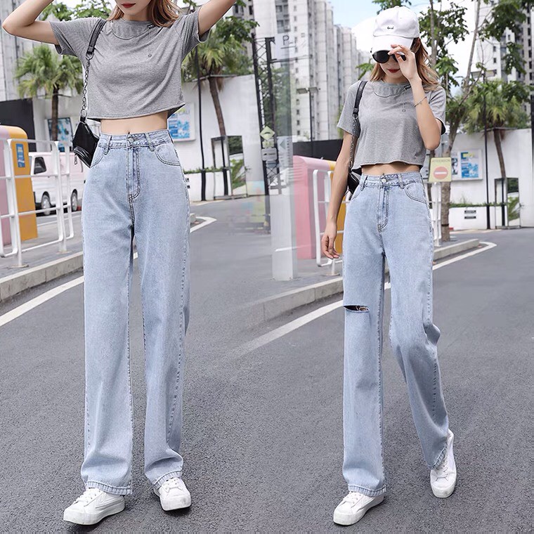 Quần Jeans ống xuông cạp cao hack dáng size XXS XS  cho nấm lùn 1m43