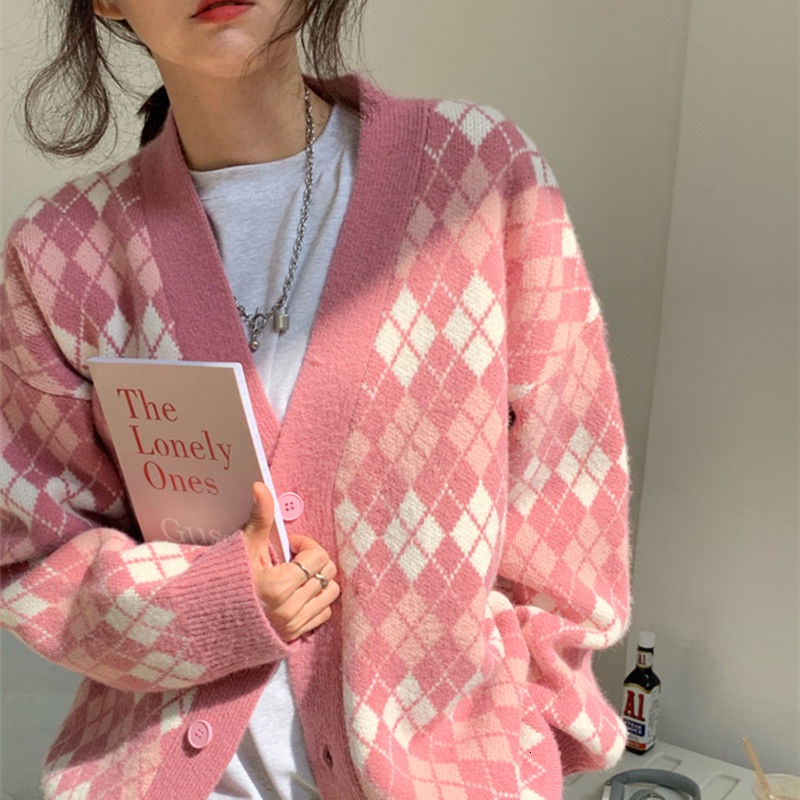 176268 |Bảng Phấn Mắt 3 Màu Thời Trang| Áo Khoác Cardigan Dệt Kim Dáng Rộng Màu Sắc Tương Phản Cá Tính