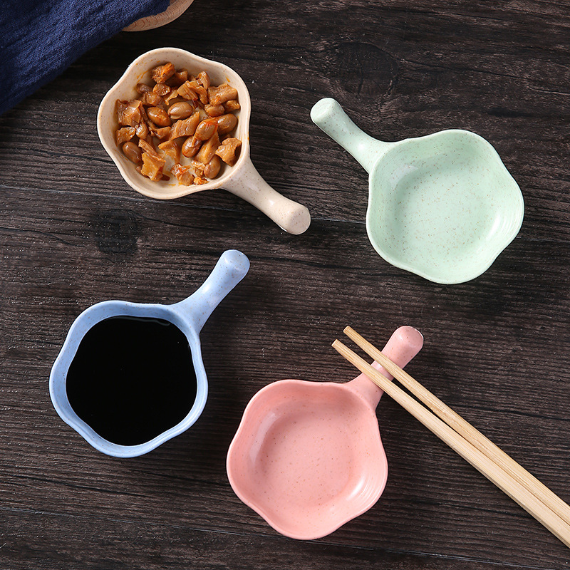 Đĩa Đựng Gia Vị / Nước Sốt / Giấm Có Tay Cầm Bằng Chất Liệu Lúa Mạch Đa Năng Tiện Dụng Cho Nhà Bếp