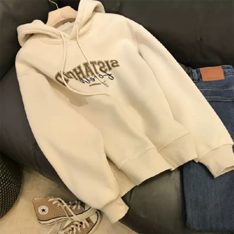 Áo Hoodies Nữ In Chữ Thời Trang Trẻ Trung