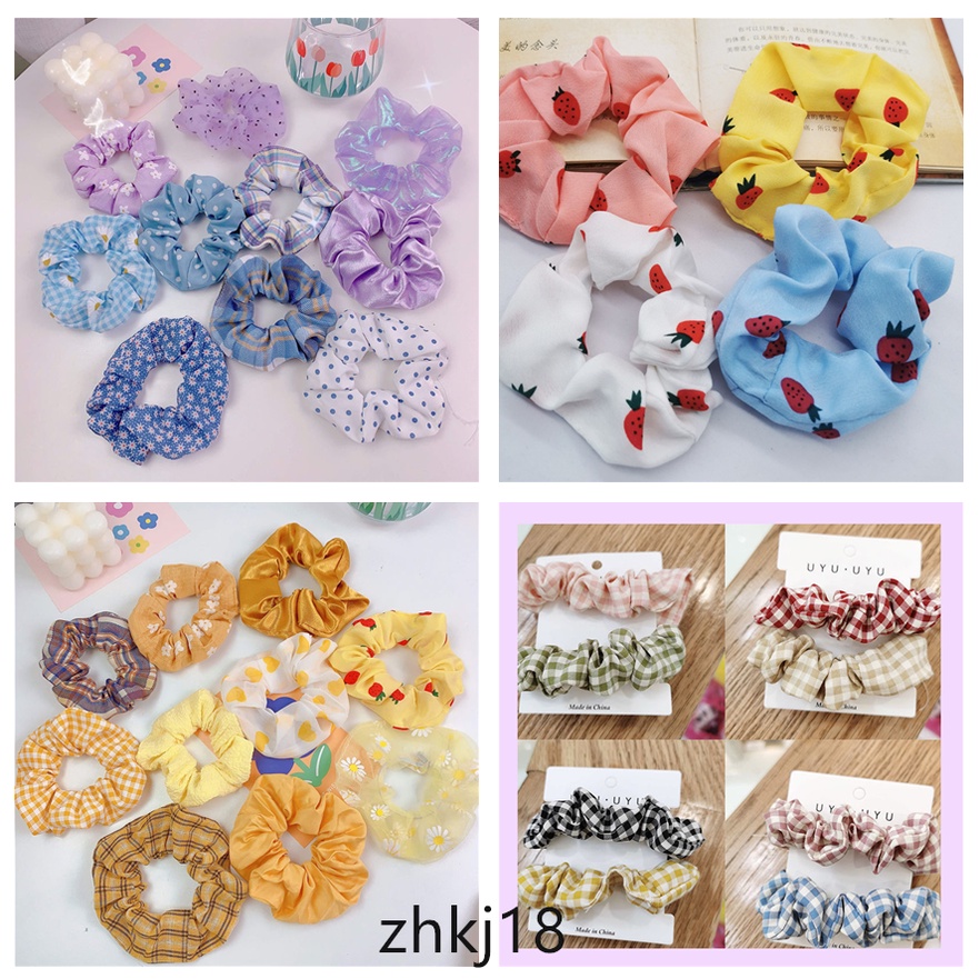 Dây Cột Tóc Chiffon Bản Lớn In Họa Tiết Hoa Xinh Xắn Thời Trang