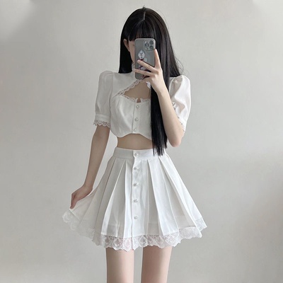 Sẵn size S - Sét váy trắng thiết kế ren sexy tôn dáng ̣