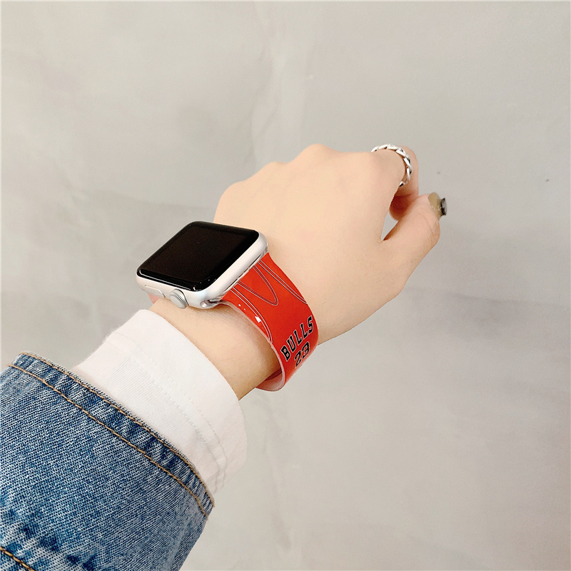 Dây Đeo Silicone Họa Tiết Bóng Rổ Số 23 No.24 Cho Đồng Hồ Apple Watch Series 6 Se 5 4 3 2 1