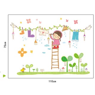 Decal dán tường decal trang trí bé phơi đồ BINBIN EB25 (Có keo sẵn)