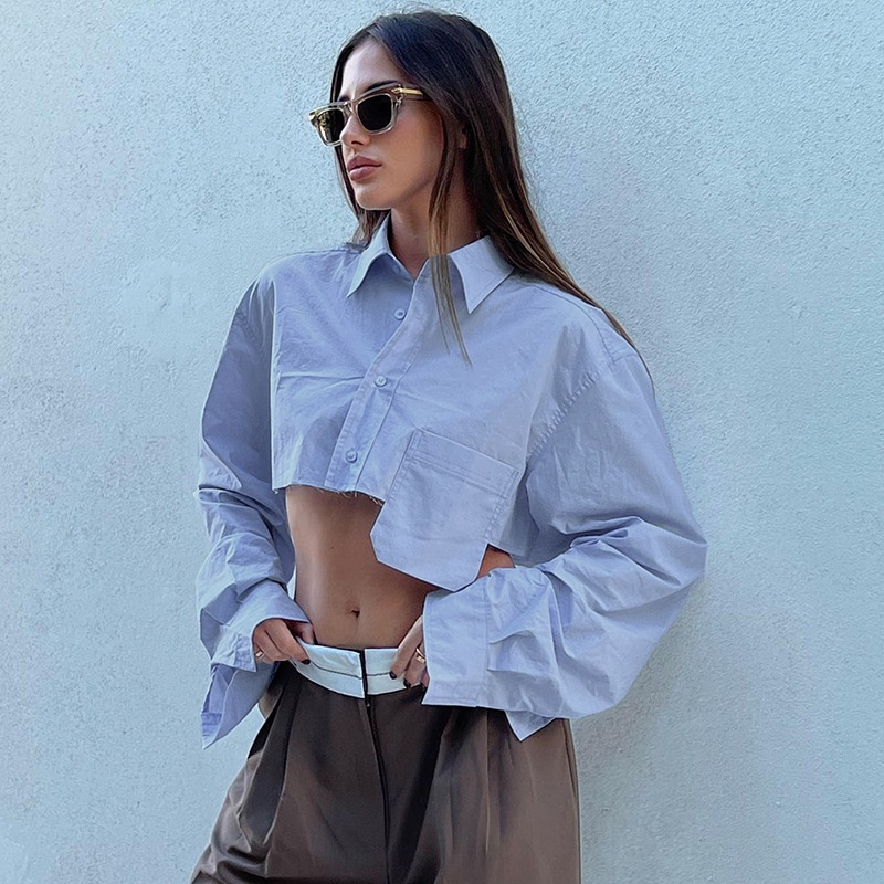 Áo Sơ Mi Nữ Dài Tay Cổ Bẻ Form Rộng Thời Trang Hàn