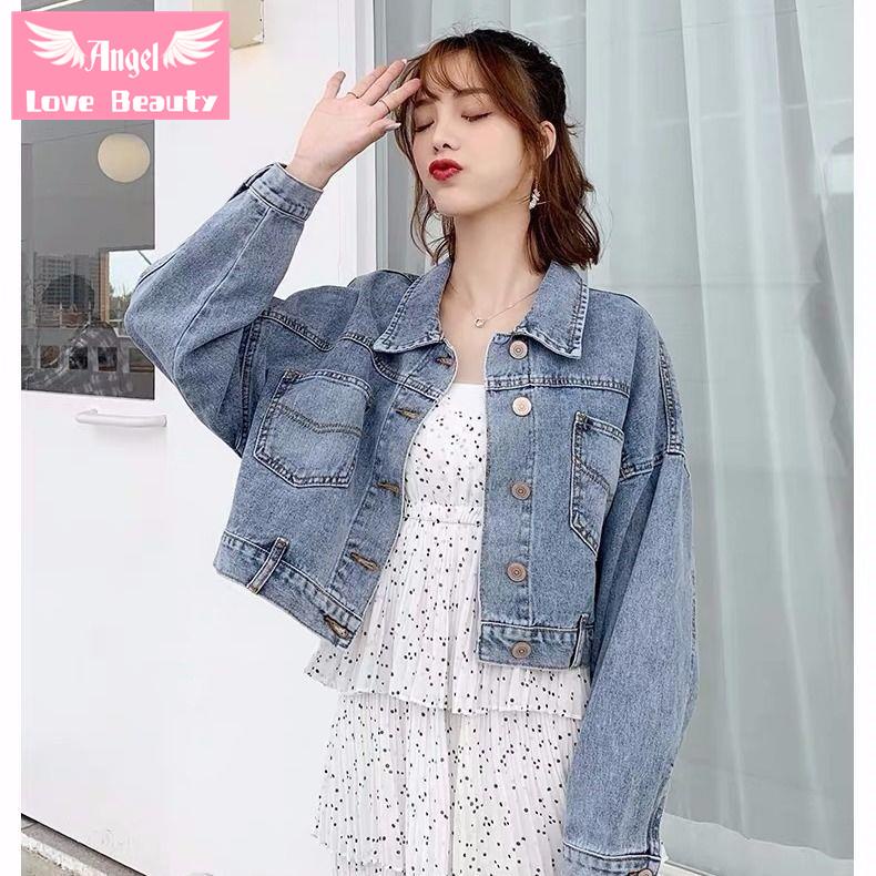 Áo Khoác Denim Dáng Rộng Ngắn Phong Cách Mới 2022 Hợp Thời Trang Cho Nữ