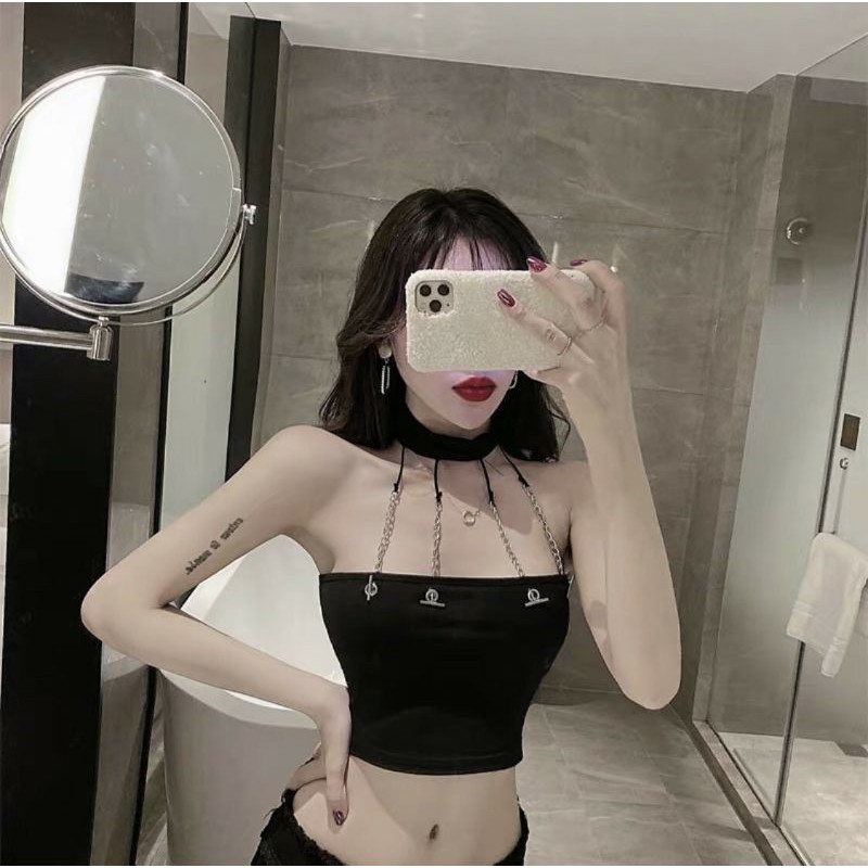 Áo thun dây xích tròng cổ chất vải borip co dãn