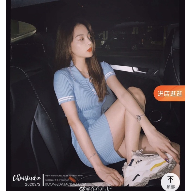 Váy Polo len tăm body tay ngắn