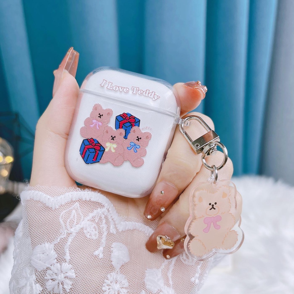 Vỏ Bảo Vệ Hộp Sạc Tai nghe không dây Airpods 1/2/3/Pro 2021 inPods i12 Bằng Tpu Mềm Chống Sốc Hình Gấu Hoạt Hình