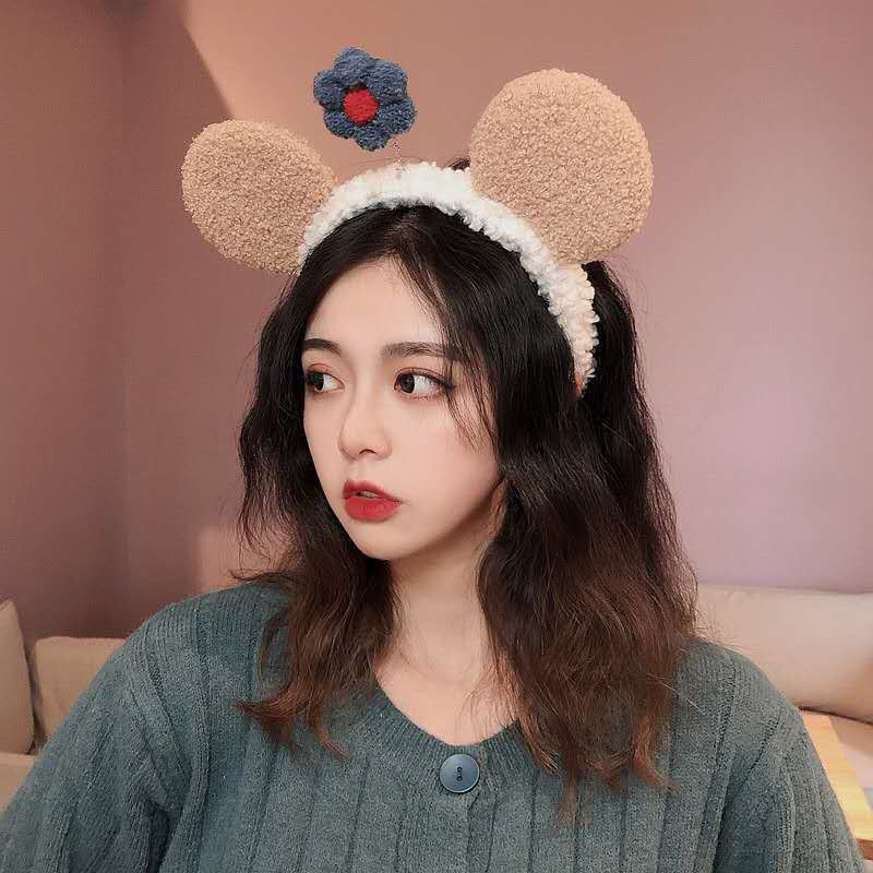 Bờm tóc cài tóc bông hoa tai gấu cute hot trend thời trang dành cho nữ phong cách Hàn Quốc