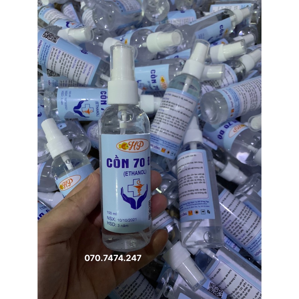 Cồn xịt khuẩn 70 độ dạng chai mini bỏ túi tiện dụng và chính hãng HP.