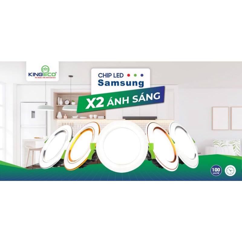 Đèn Led âm trần KINGLED ECO 7w, 9w, 12w, KINGECO Downlight, nhôm đúc nguyên khối, bảo hành 2 năm.