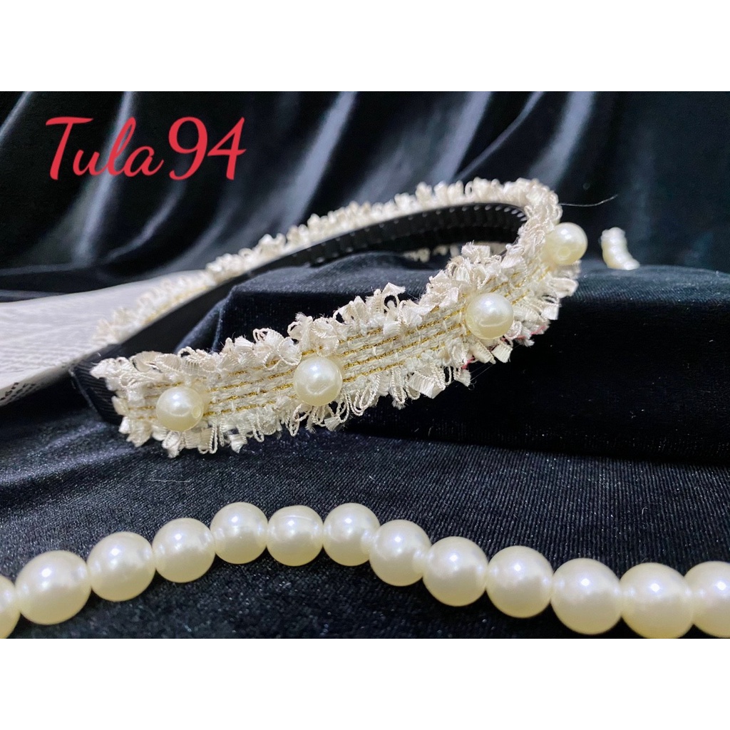 Bờm tóc vải dạ ánh kim tuyến, cài tóc Hàn Quốc nhẹ nhàng xinh xắn cho nữ TWEED SANG CHẢNH