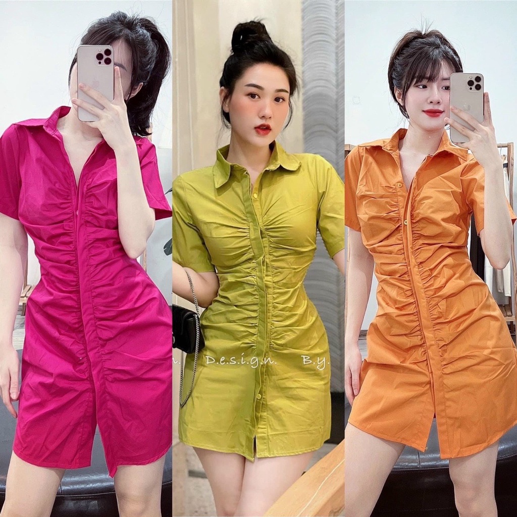 Váy Sơ Mi Rúm Chất Thô Sắc Màu Hot Trend 2022