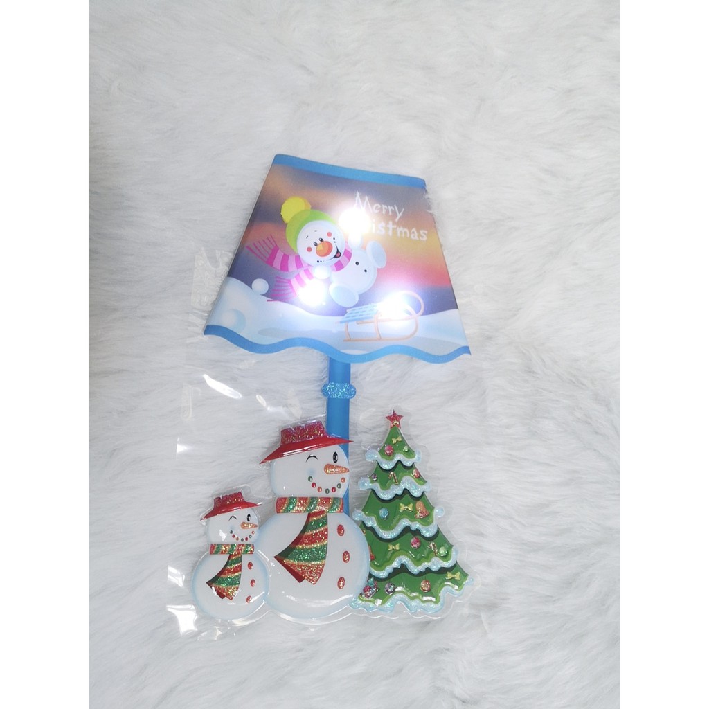 Decal noel giáng sinh dán cửa kính có đèn LED