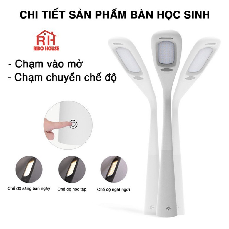 Bàn học sinh trẻ em RIBO HOUSE bộ bàn ghế size 80cm có đèn, chống gù, chống cận, điều chỉnh độ cao cho bé RIBO138