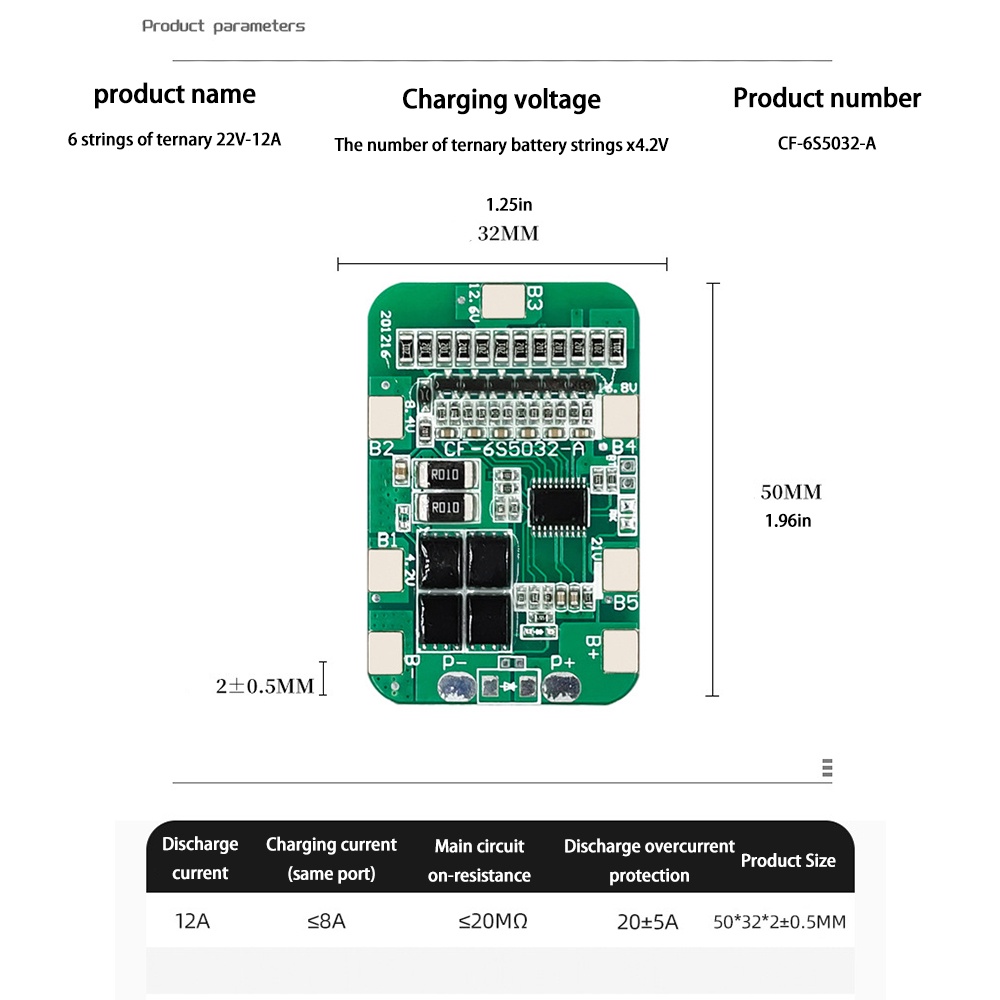 DIYMORE Bảng bảo vệ pin lithium 6s 22v 12a chuyên dụng