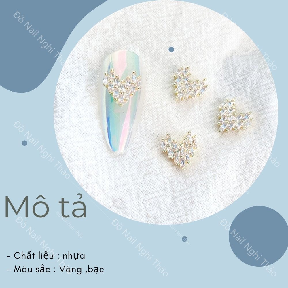 Charm nail trái tim cao cấp