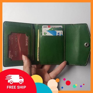 Bóp da nữ - Đồ da thủ công - Da bò thật - Màu xanh rêu BV0499  - ATShop2