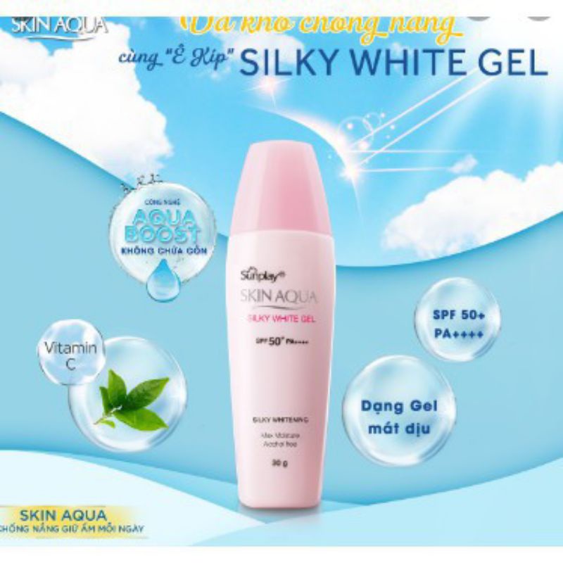 Gel chống nắng dưỡng da trắng mịn Sunplay Skin Aqua Silky White 30G