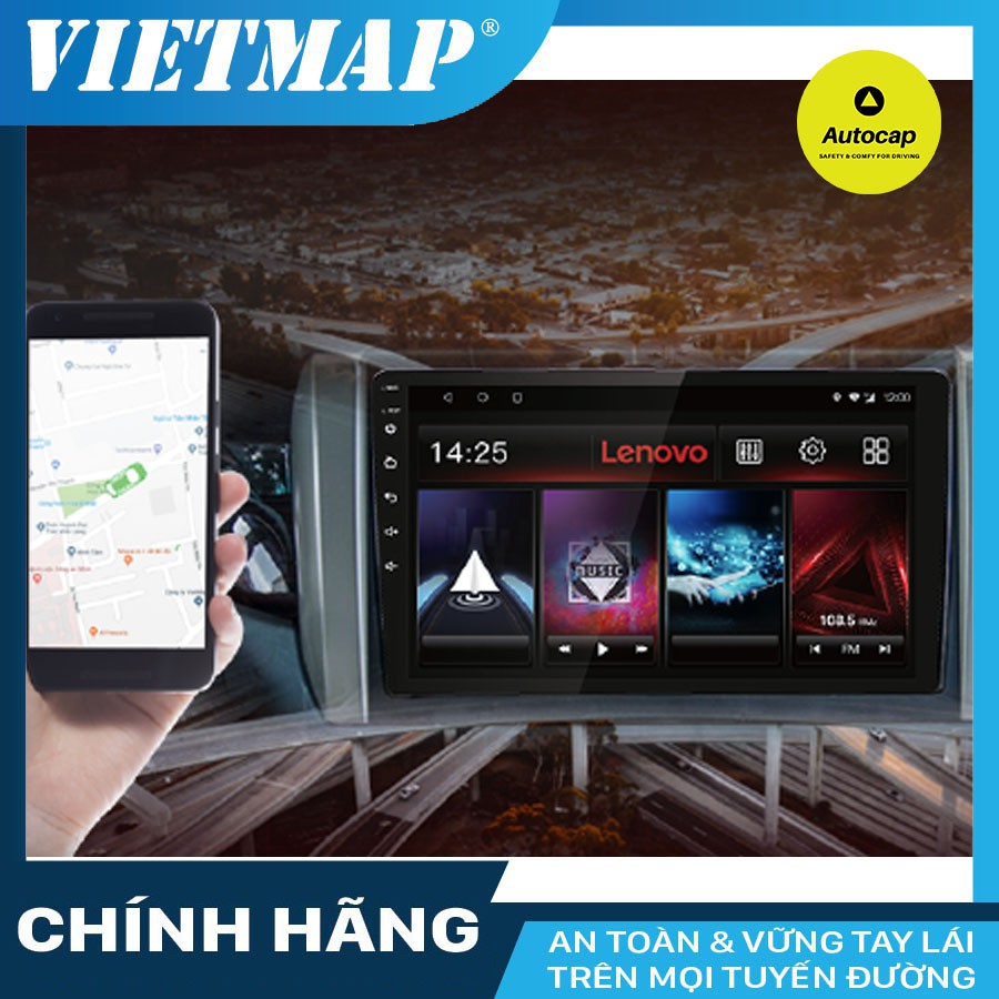 Màn hình DVD Android VIETMAP LENOVO D1 có Wifi GPS 4G tích hợp giải trí đa năng, có dẫn đường định vị xe từ xa