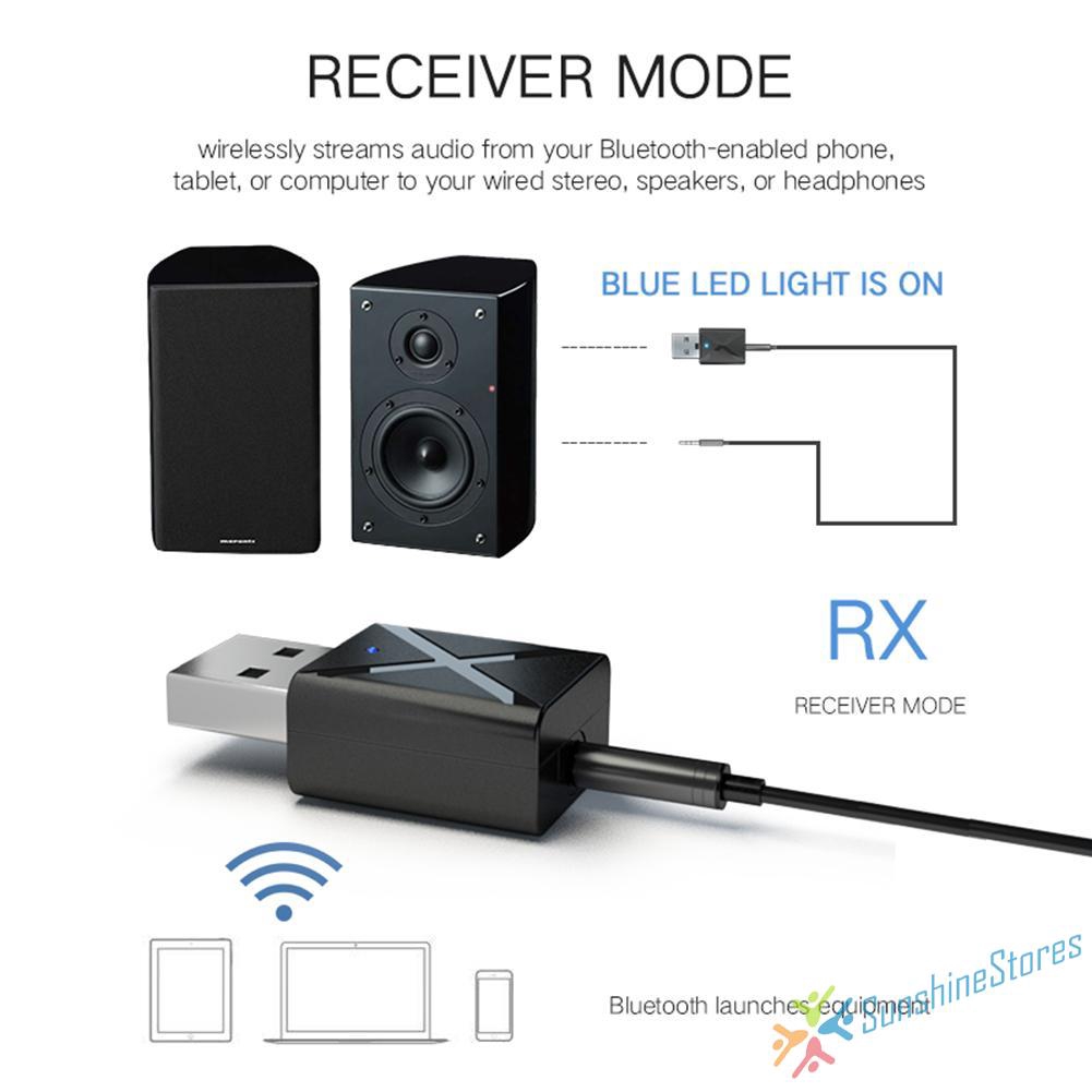 USB interface Bluetooth 5.0 receiving transmitter 2-in-1 for car and TV ter Equipment