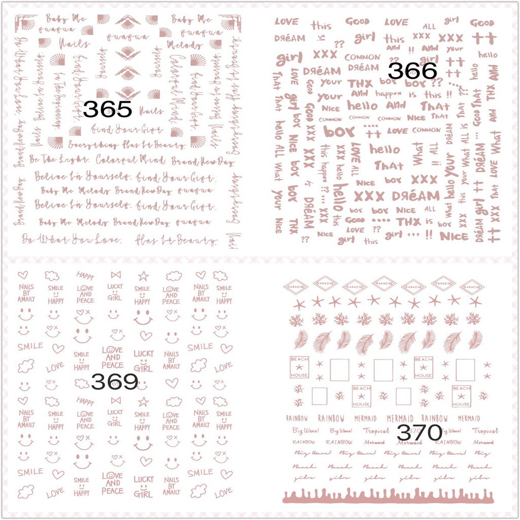 Miếng dán móng chống thấm nước họa tiết hoa hồng / chữ cái tiếng anh / hình học tự dính có thể làm thủ công