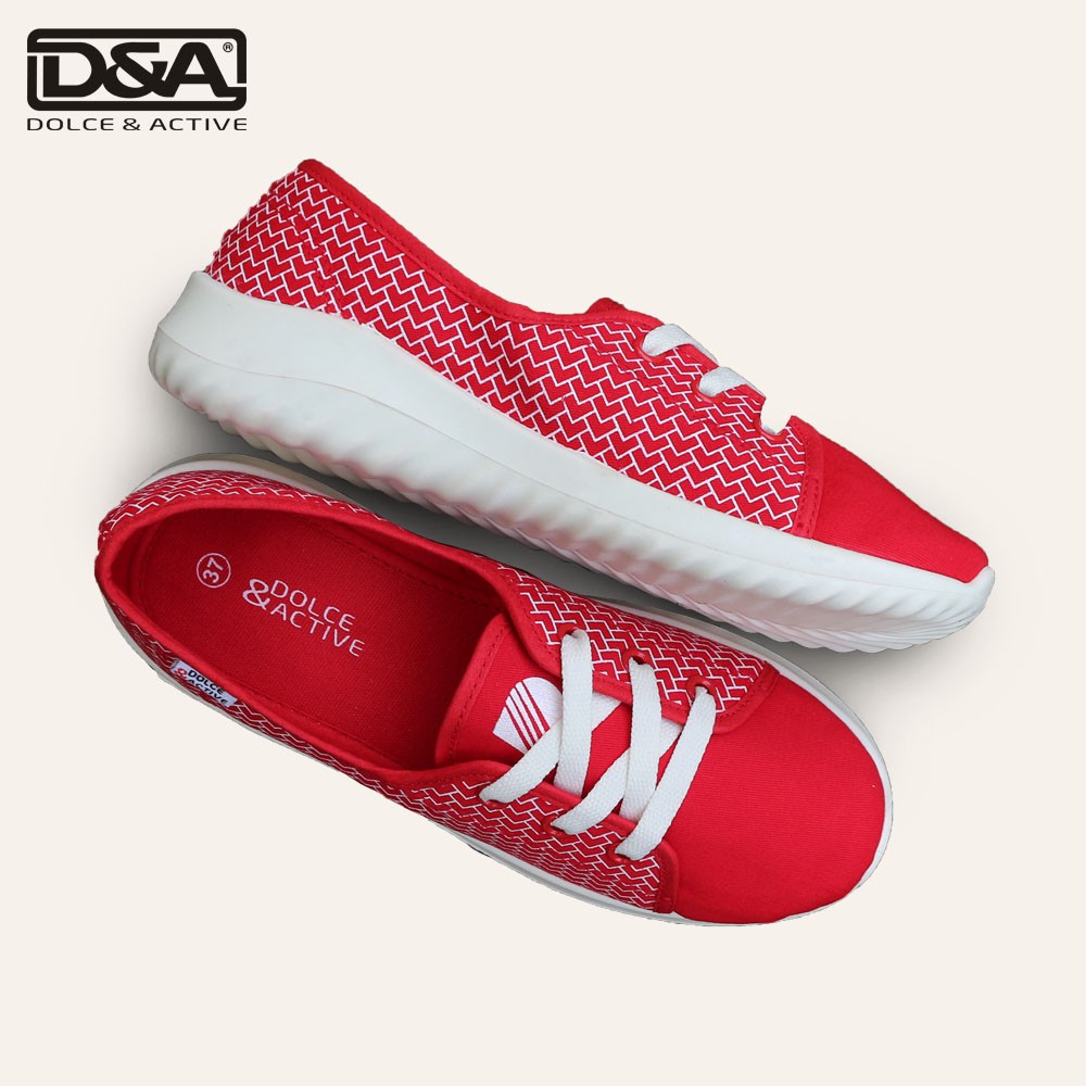 Giày sneaker nữ D&amp;A EP L1916 đế cao màu đỏ