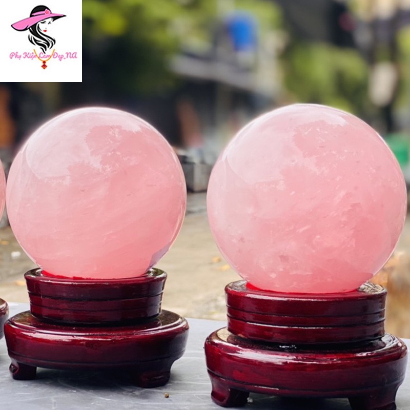 Quả Cầu Phong Thủy TA. Hồng Chất Siêu Đẹp - Tặng Đế Gỗ