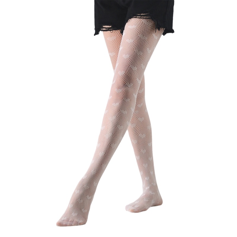 Youyo Quần Tất Lưới Jacquard Họa Tiết Trái Tim Phong Cách Gothic Punk Harajuku Gợi Cảm Cho Nữ Le