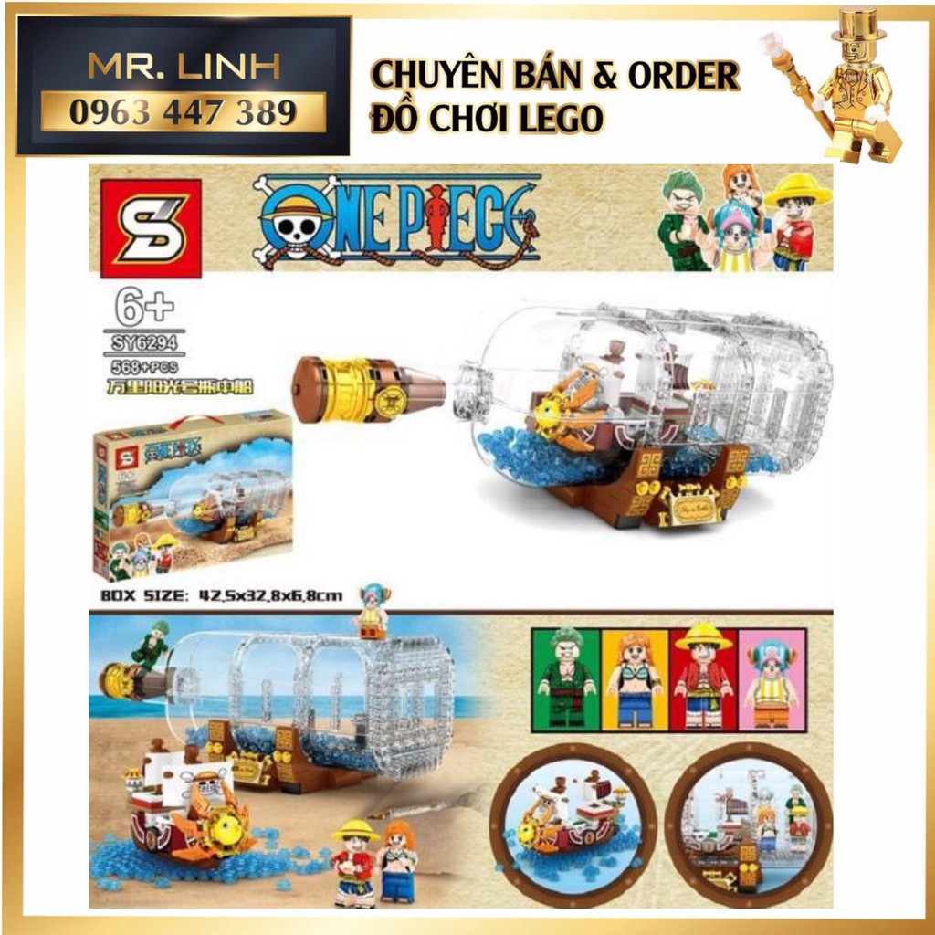 Lego One Piece - SY 6294 ( Xếp hình tàu hải tặc Thousand Sunny trong chai 568 mảnh )