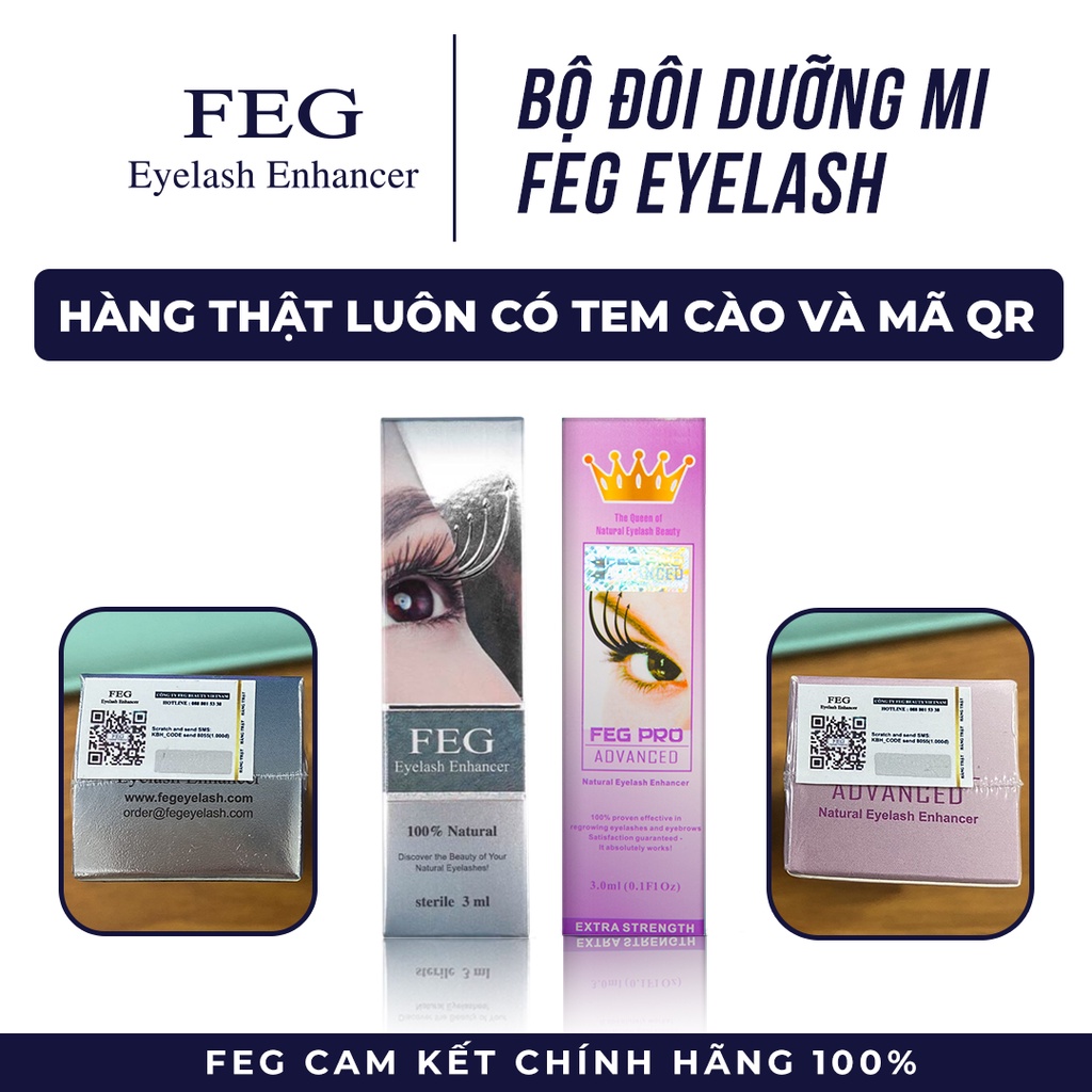 [Mã 155FMCGSALE giảm 7% đơn 500K] COMBO 3 MÓN_FEG DƯỠNG MI-MÀY DÀY DÀI CONG_ĐÔI MẮT QUYẾN RŨ