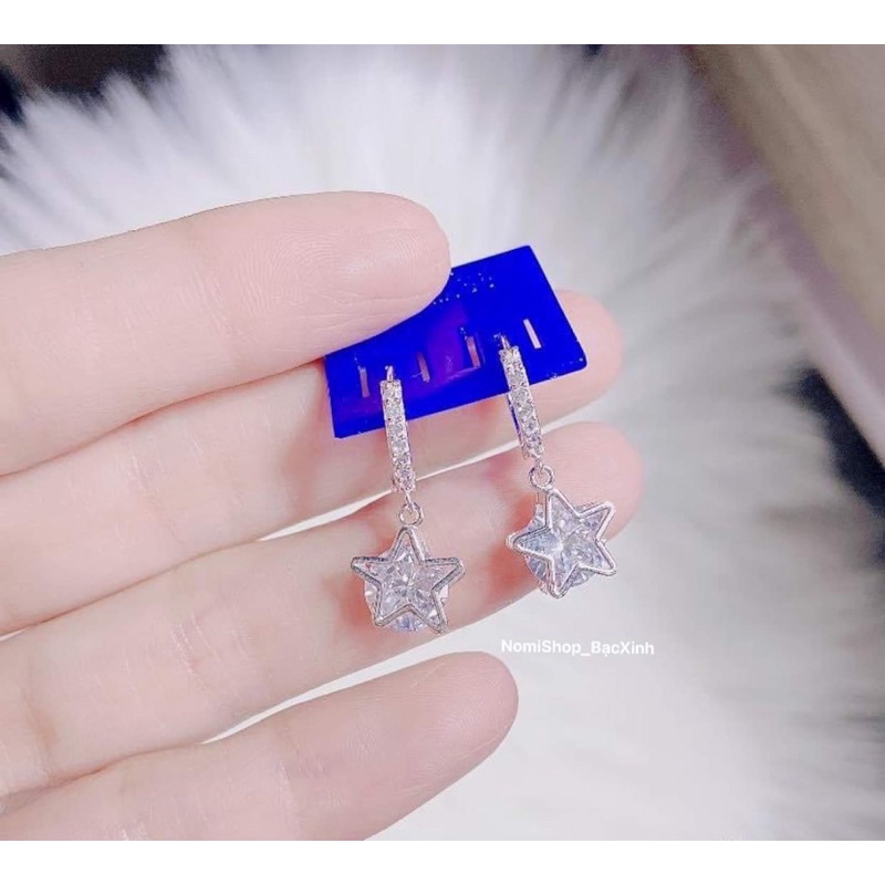 Bông tai Bạc mẫu mới siêu xinh, long lanh lấp lánh đeo lên chanh xả lắm luôn Mainomi Shop Bạc Xinh