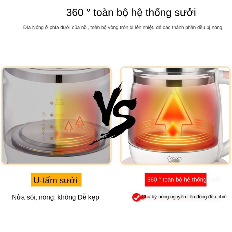 Bình chăm sóc sức khỏe gấu trúc nhỏ đa chức năng làm dày gia đình Ấm trà văn phòng mini, tổ yến, dung tích lớn